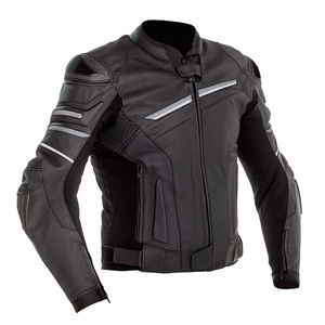 Pro Biker Leather Jacke Cuir de vachette véritable avec panneaux perforés et armure CE Avec bandes réfléchissantes vestes de course pour hommes en gros - Product Image 3