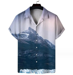 Printed Turn-down Collar Single Breasted Anti-Wrinkle Relax Fit <b>Shirt</b> for <b>Men</b> Polyester Casual Summer <b>Beach</b> Hawaiian Button Down - Product Image 2