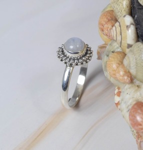 <b>Handmade</b> Ring <b>Jewelry</b> Best Classic Design Ring <b>Handmade</b> 925 Solid Sterling Silver Natural Blue Fire Rainbow Moonstone 925 Stamp - Product Image 3
