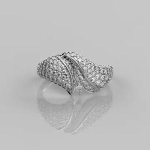 Anillo de declaración de diamantes cultivados en laboratorio, oro sólido de 14 quilates con hermosos diamantes pavimentados, anillo de cóctel grueso para mujer, regalo para ella - Product Image 5