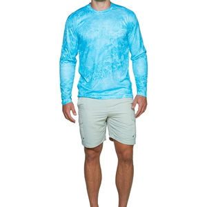 Camisas de pesca deportivas de manga larga de punto sólido para hombre, logotipo personalizado para exteriores, transpirable, cómodo, OEM - Product Image 3