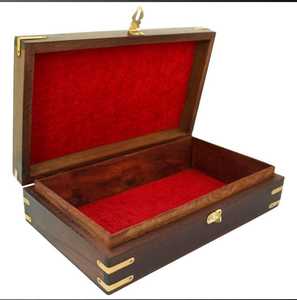 กล่องเครื่องประดับทรงสี่เหลี่ยมแกะสลักทำจากไม้สีน้ำตาลสำหรับงานหัตถกรรมสไตล์งานทำจากทองเหลืองเป็นของขวัญพิเศษ - Product Image 3