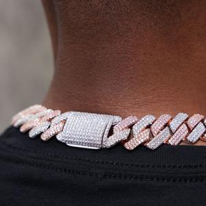 Pass Diamond Tester GRA Hip Hop S925 Silver Iced Out Bling 3 filas 14MM 16MM 18mm 20mm VVS Moissanite cadena de eslabones cubanos para hombres - Product Image 2