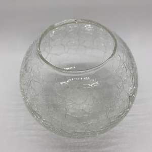 Bougeoir en verre rond transparent Poly Crackled Glass Candle Holder - Product Image 3