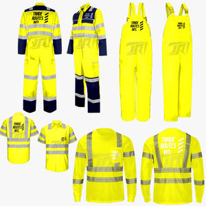 Ensemble de vêtements de sécurité ANSI classe 1 durable et imperméable à l'eau gilet de sécurité bleu polyester salopette boutonnée chemise ras du cou - Product Image 1