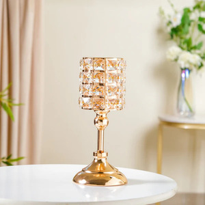 Luxury Gold Plated Metal & Crystal <b>Candle</b> Votive for Christmas Halloween Easter & <b>Wedding</b> Decor Tabletop Decor - Product Image 3