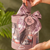 Boîte d'emballage transparente pour gâteaux Zongzi du Festival du Dragon Chinois, écologique, avec nœud en soie verte, portable, pour cadeaux, vente en gros