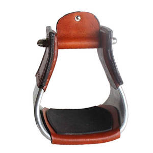 Paire d'étriers occidentaux de selle de cheval en acier inoxydable de qualité supérieure 3 "cou 4" large bande de roulement support de pied équestre Trail Barrel Rodeo - Product Image 3