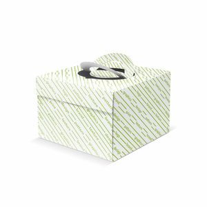 Boîte à gâteau personnalisée Mod Smile avec poignées et fenêtre en plastique 25x25x18 cm Matériaux recyclés - Product Image 1