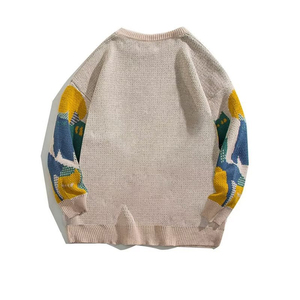 Pull en maille jacquard épais décontracté en coton 100% pour homme, personnalisé, uni, pour l'hiver, manches longues - Product Image 4