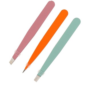 Depilación profesional puntiaguda Buena calidad 2024 Pinzas para cejas personalizadas Pinzas para cejas inclinadas de acero inoxidable sólido - Product Image 1