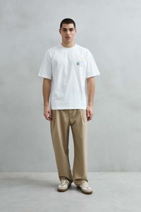 Camiseta de Algodón 100% Beige para Hombre, Corte Regular, Cuello Redondo, Estampado Floral West Bay Sunset, Estilo Casual Costero, Manga Corta, 240 Gramos - Product Image 3