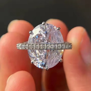 Anillo de diamante de moissanita Original de corte ovalado elegante de 9 quilates, anillo solitario de plata 925, regalo de aniversario, propuesta de regalo sorpresa, anillos finos - Product Image 1