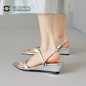 3-4cm Low Heel <strong>Silver</strong> Party Shoes Women Slippers Sandals Ladies Shoes Chalaza Double Wear <strong>Flip</strong> <strong>Flops</strong> Sandal - Product Image 6