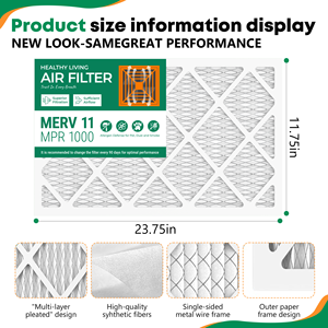 Filtro de Aire Plegado SUIXINEYI MERV 11, 12x24x1 Rectangular, Repuesto Universal para HVAC, Filtro para Caldera y Aire Acondicionado Central para el Hogar - Product Image 4