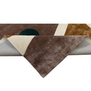 Tapis rectangulaire moderne en laine avec motif à carreaux, fait main, résistant aux taches, lavable, antidérapant, pour salon et chambre à coucher - Product Image 4