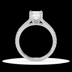 Anillo de Compromiso con Diamante Cultivado en Laboratorio de Corte Cojín de 2.25 CTW, Banda Pavé de Vástago Dividido, Certificado IGI, Oro Sólido de 14K - Product Image 3