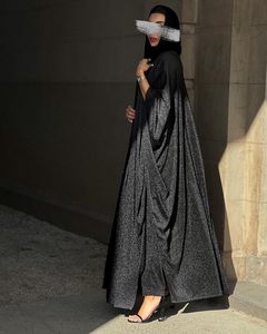 ブラックアバヤ <span class=keywords><strong>2026</strong></span> モデスト刺繍オープンアバヤ 夏 エレガント ユニークデザイン キラキラ生地 細見え ゆったり イスラム教徒向け - Product Image 4