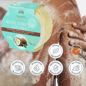 Jabón Corporal Artesanal de Esponja Natural para Aromaterapia, Orgánico, Vegano, 150g, Venta al por Mayor, Etiqueta Privada Moderna, Cuidado de la Piel, Coco - Product Image 1