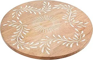 Plateau tournant en bois d'acacia Lazy Susan pour table à manger, plateau rond en bois pour servir du vin, du fromage - Product Image 6