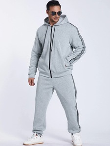 Nouveau design de survêtement en coton polaire avec fermeture éclair à capuche deux pièces pour hommes Gym Fitness Training Suit à vendre - Product Image 4