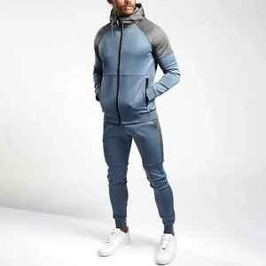 Sudadera con capucha y cremallera completa de alta demanda y Jogger Tech Fleece Chándal sin marca Patchwork Color Hombres Chándal Todos los colores - Product Image 1