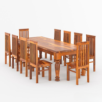 Grand ensemble de salle à manger moderne en bois massif de 11 pièces pour 10 personnes avec pieds en métal personnalisés