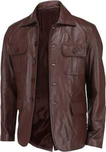Chaqueta de cuero de piel de cordero para hombre abrigo informal cuello extendido estilo clásico Bonds a la venta - Product Image 6