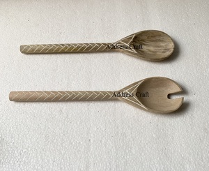 Juego de servidor de madera para ensaladas, utensilios de cocina, vajilla, cubiertos de madera, cuchara, tenedor - Product Image 2