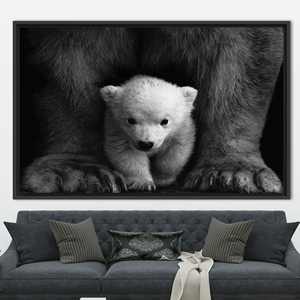 Lienzo Impreso - Arte Animal de Oso Polar Bebé, Obra de Arte Salvaje, Diseño Moderno, 1 Pieza: Enmarcado en Negro - Product Image 1