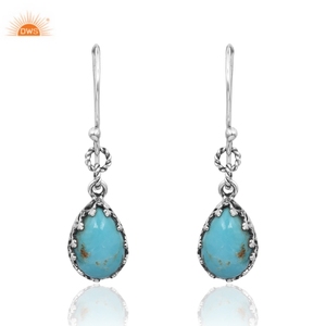 Meilleure vente Boucles d'oreilles pendantes en argent sterling naturel Kingman Turquoise Gemstone pour fabricant de bijoux pour femmes - Product Image 1