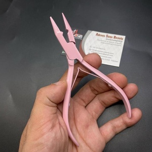 Light <b>Baby</b> Pink Stainless Steel Hair Extension Tool Includes Styling Razor <b>Clips</b> Scissors Pliers for Human Hair Extensions - Product Image 5