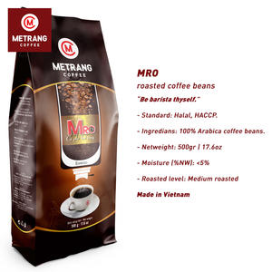 Café en grains 100% Arabica torréfié moyen du Vietnam, goût amer, certifié HACCP HALAL, 500g emballé en sachet, torréfié MRO - Product Image 2