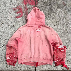 High Quality Custom <b>Zip</b> <b>up</b> Hoodies Cropped Distressed Heavyweight Zipper <b>Hoodie</b> - Product Image 2