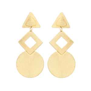 Juego de aretes colgantes redondos y cuadrados dorados - Product Image 1