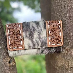 Cartera de piel de vaca auténtica hecha a mano, cartera occidental para tarjetas de crédito, cosida a mano, para mujer - Product Image 2