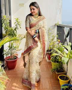 Sari pakistanais élégant, brodé par des designers, pour mariage et soirée, robe ethnique traditionnelle, collection en gros - Product Image 5
