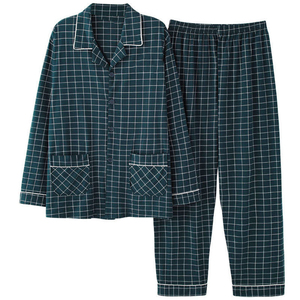 Saisons d'hiver Ensembles de pyjamas en coton à manches longues pour hommes avec impression d'étiquette sur mesure Ensembles de pyjamas pour hommes lavables et élégants - Product Image 5