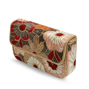 กระเป๋าคลัทช์สะพายไหล่งานปาร์ตี้ตอนเย็นทำมือลายดอกไม้หรูหราสำหรับงานแต่งงานกระเป๋าลูกปัด - Product Image 1