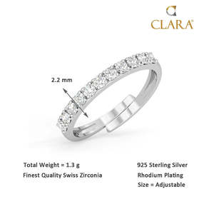 925 Sterling Silver Diamond Classic <b>Adjustable</b> <b>Ring</b>-CLARA Minimalist Style - Product Image 5