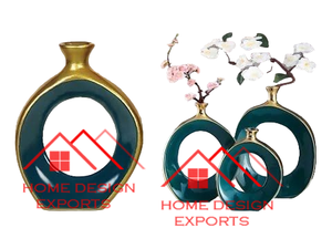 Meilleur vendeur en aluminium moulé sur mesure Vase à fleurs abstrait bicolore en forme de disque Vaisselle de qualité supérieure Vase à fleurs Usage hôtelier - Product Image 3