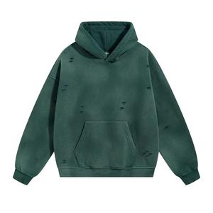 Sudadera con Capucha Personalizada de Fabricante, Estilo Urbano, 360 Gsm, Verde Desteñido al Sol, Lavado Vintage, Gruesa, 100% Algodón - Product Image 5