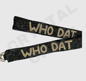 Notra Dame Customized White Gold Seed Bead Bag Straps 'Hook Em Horns' <b>Fashionable</b> <b>Accessory</b> Beaded Purse Strap - Product Image 3