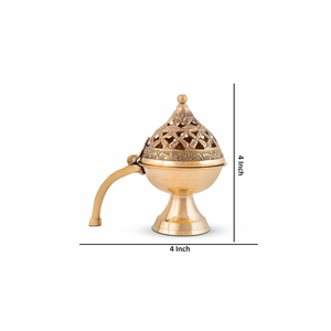 Elegante tradicional Dhuna Loban latón puro hecho a mano quemador de incienso de mesa/calentador de velas para meditación - Product Image 5