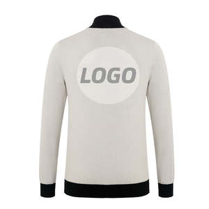 Suéteres de cuello alto de punto liso para hombre de último diseño, suéteres de golf con cuello Polo y logotipo personalizado con cremallera de cuarto - Product Image 2