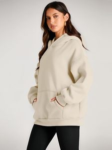 เสื้อฮู้ดสวมหัวโอเวอร์ไซส์สำหรับผู้หญิงชุดลำลองทำจากวัสดุที่ดีที่สุดระบายอากาศมีปกเสื้อ - Product Image 3