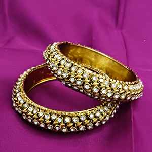 Conjunto de brazalete tradicional indio, conjunto de pulsera de cristal CZ bohemio antiguo para mujer, joyería de moda de boda oxidada para mujer - Product Image 2