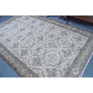 Tapis turc vintage, tapis de 6x9,6 pieds, tapis en laine Ikat vert - Product Image 4