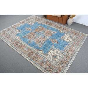 พรมตุรกีวินเทจ ขนาด 6x9.4 ฟุต (183x285 ซม.) สีน้ำเงินล้วน ทำจากขนสัตว์ - Product Image 4