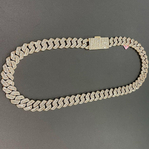 Fait à la main en argent sterling 925 22 pouces 200 grammes 16mm lien cubain classique chaîne de mode pour les mariages cadeaux caractéristiques Moissanite principale - Product Image 3